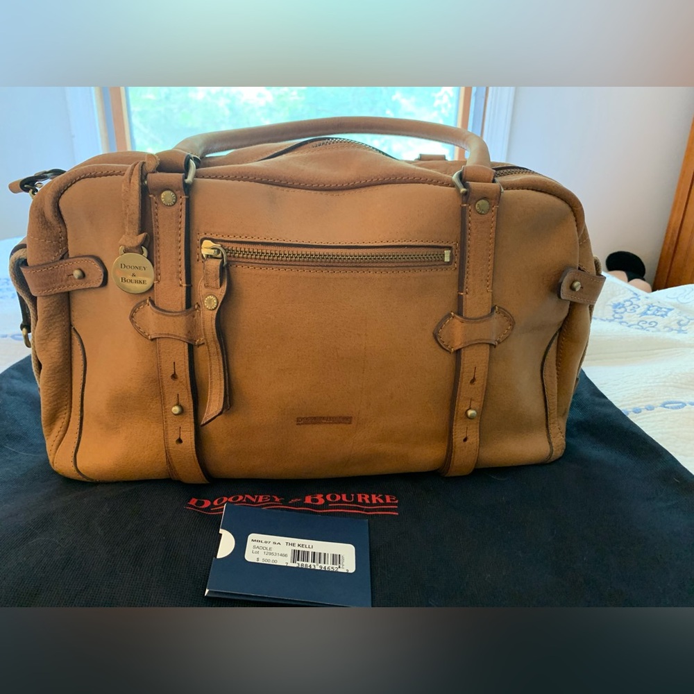 NWT The Kelli Dooney & Bourke Bag Saddle Tan Alto Montecatini Italy Satchel - Picture 2 of 16